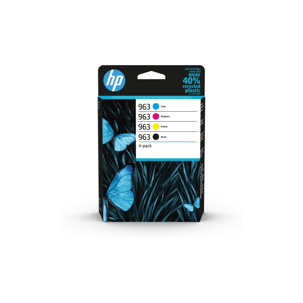 Produktbild för HP 963 - 4-pack - svart, gul, cyan, magenta - original - Officejet - bläckpatron