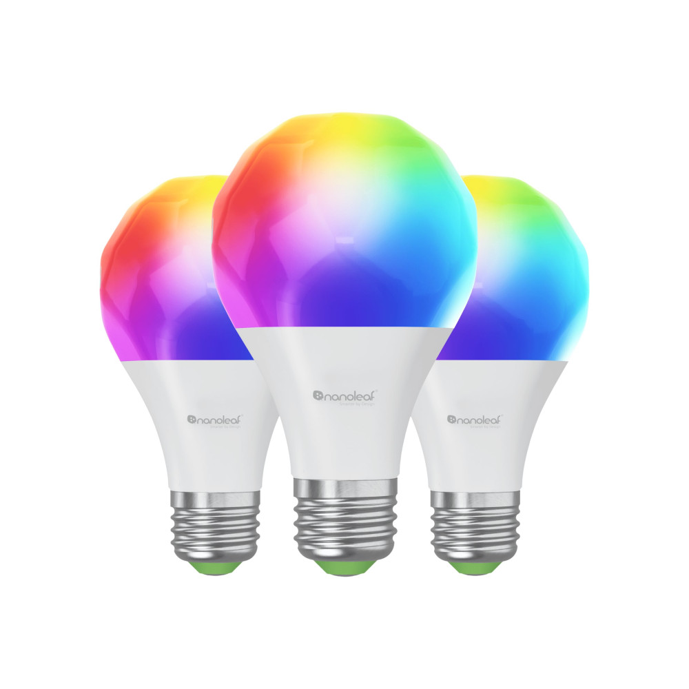 Produktbild för Nanoleaf Essentials Matter - LED-glödlampa - form: A60 - E27 - 8.5 W - RGBCW-lampa - 2700-6500 K (paket om 3)