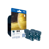 Produktbild för Brother LC1100BKBP2 - 2-pack - svart - original - bläckpatron