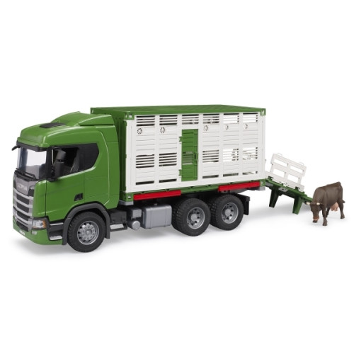 Bruder Bruder Scania Super 560R Kreaturtransport lastbil med 1 ko l...