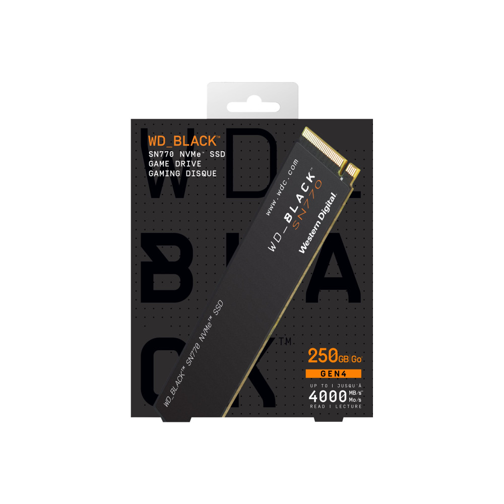 Produktbild för WD_BLACK SN770 WDS250G3X0E - SSD - 250 GB - PCIe 4.0 x4 (NVMe)