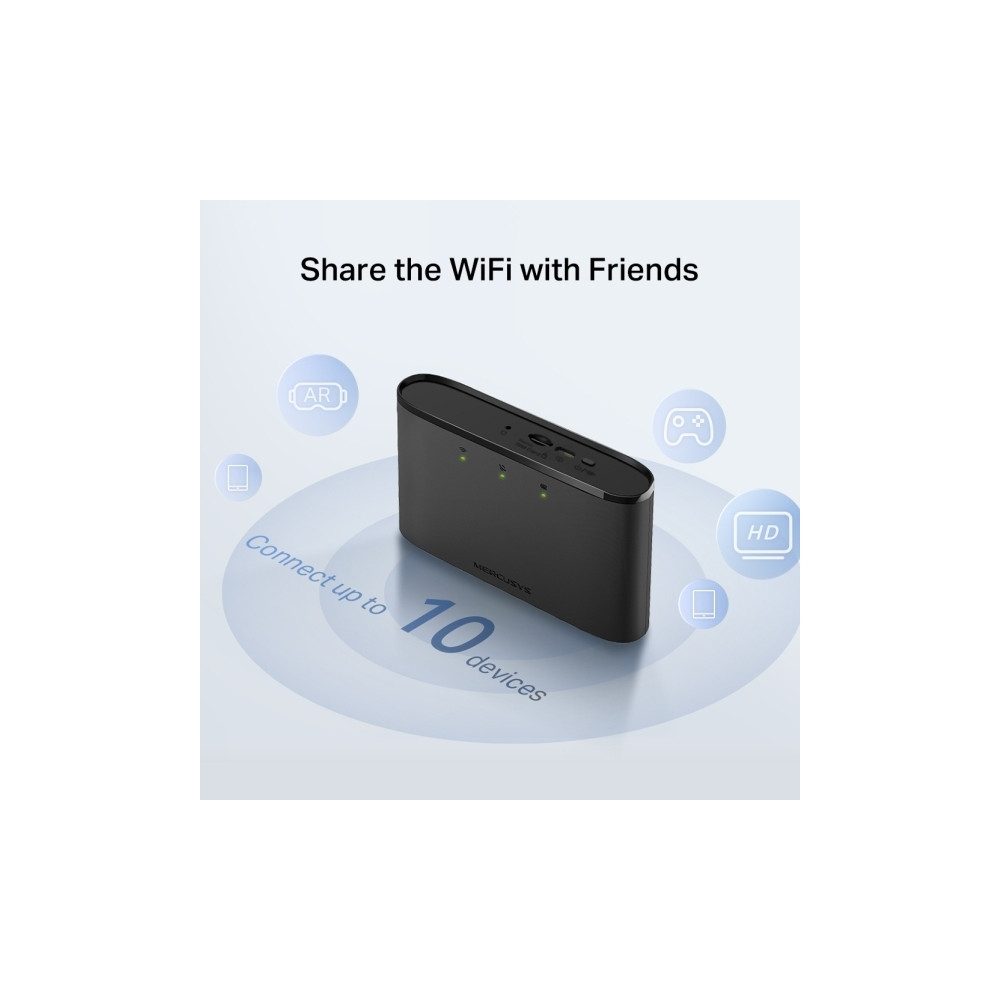 Produktbild för Mercusys MT110, Mobilnät, router, Svart, Batterinivå, Wi-Fi,...