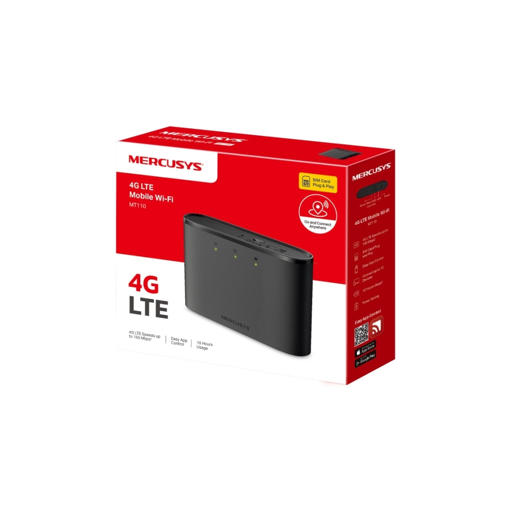 Produktbild för Mercusys MT110, Mobilnät, router, Svart, Batterinivå, Wi-Fi,...