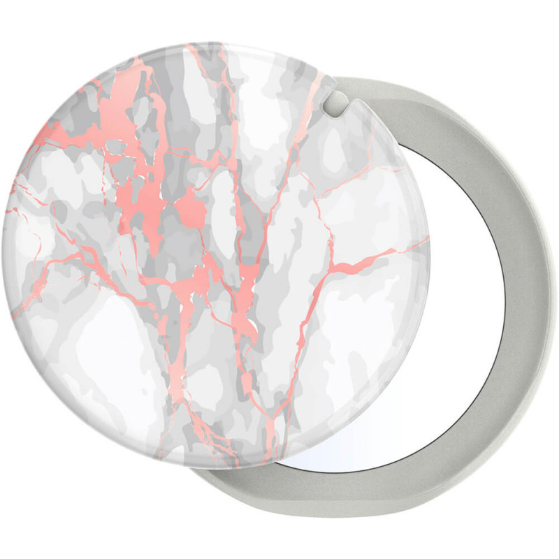 Produktbild för Mirror Rose Gold Lutz Marble Gloss Avtagbart Grip med Ställfunktion LUXE PopMirror