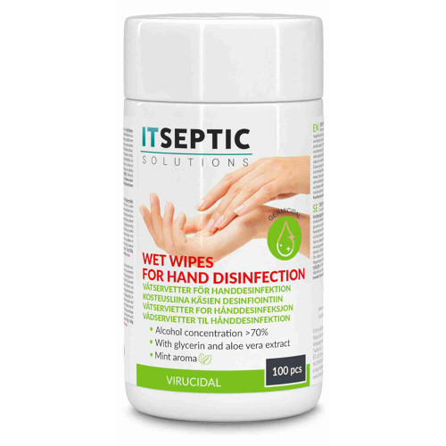 ITSEPTIC Handdesinfektion Våtservetter Liten >70% Alkohol 9x13,5cm 100 st.
