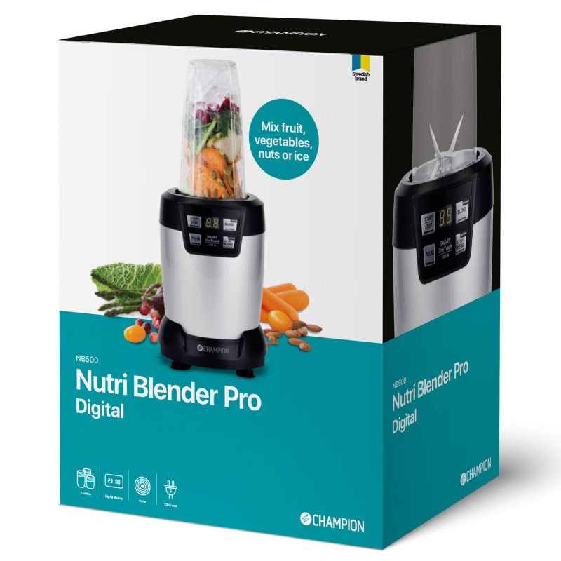 Produktbild för Nutrition Blender Pro Digital 1200W NB500 Svart/Silver