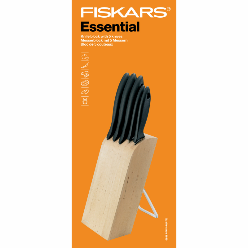 Produktbild för Knivblock med 5 knivar Essential
