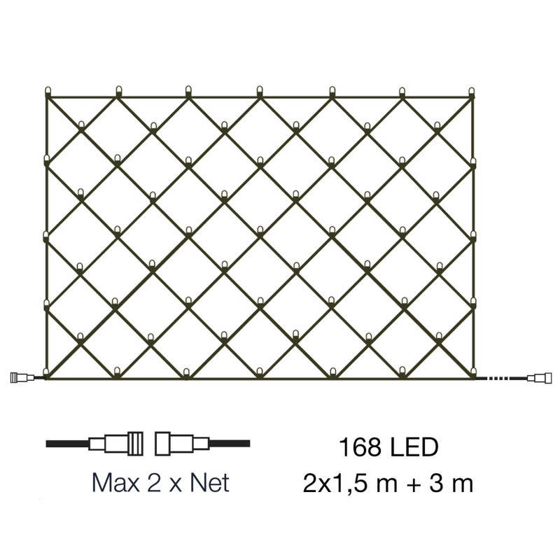 Produktbild för Net Ljusnät 2x1,5m med 168 ljuspunkter
