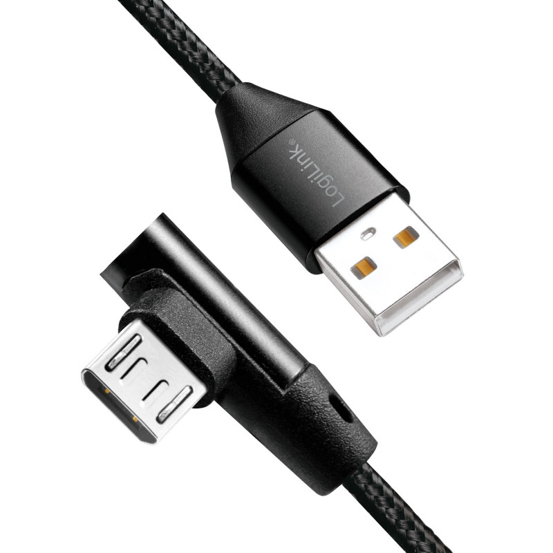 Produktbild för Vinklad MicroUSB-kabel USB 2.0 15W 1m