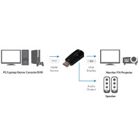 Miniatyr av produktbild för HDMI-hane -> VGA-hona + ljud