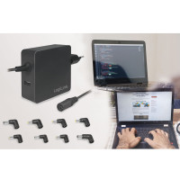 Miniatyr av produktbild för Laptop-strömadapter + USB-laddning 70W