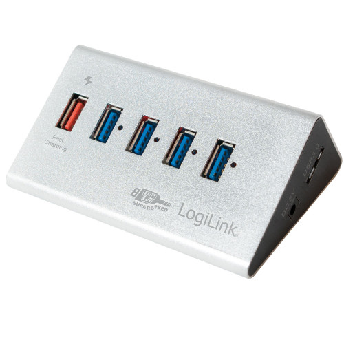 LogiLink USB 3.0-hub 4+1 fast charge