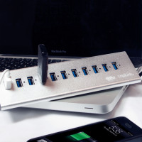 Miniatyr av produktbild för USB 3.0-hub 10+1 fast charge
