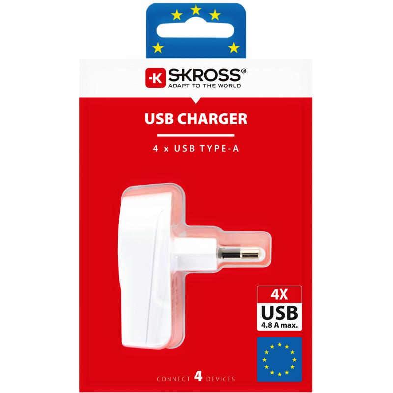 Produktbild för 4-Port USB-laddare EU