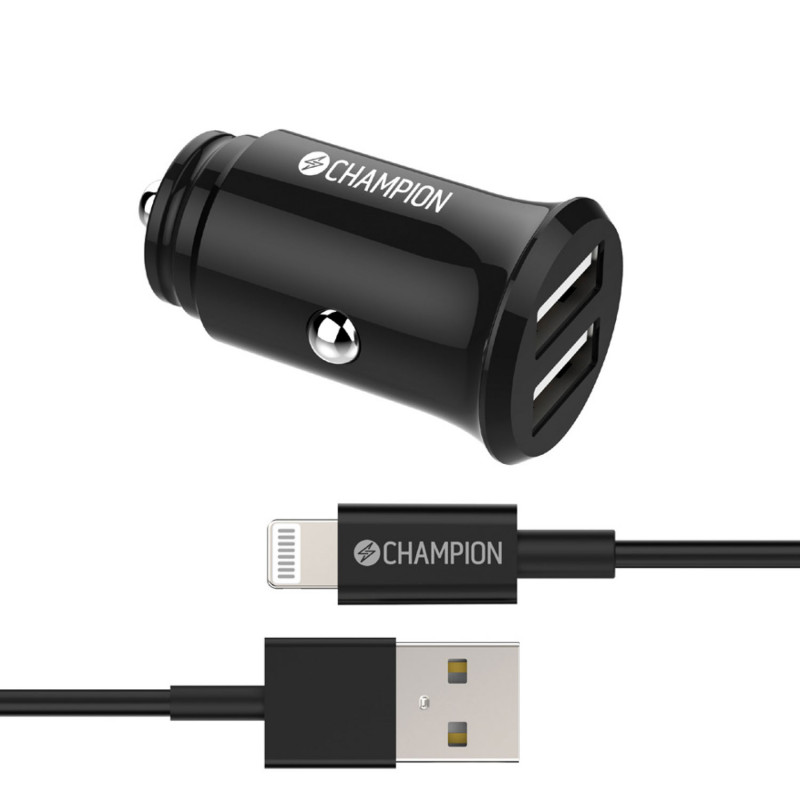 Produktbild för Billaddare 24W + USB-A till Lightning Kabel Svart