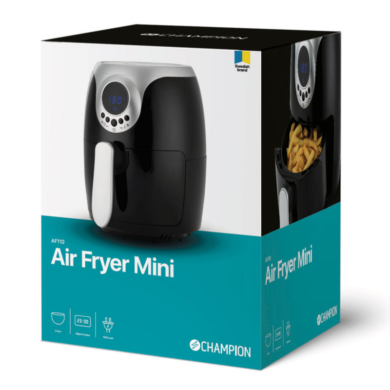Produktbild för Air Fryer Mini 2,0L 1000W AF110 Svart/Silver