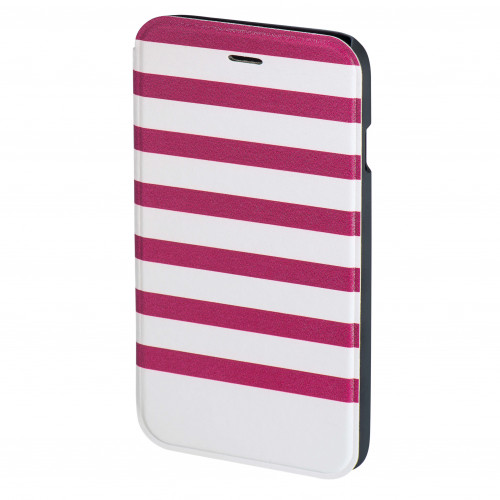 Hama Plånboksväska DesignLine iPhone6/6S Stripe Rosa/Vit