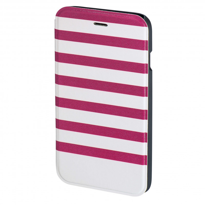 Produktbild för Plånboksväska DesignLine iPhone6/6S Stripe Rosa/Vit