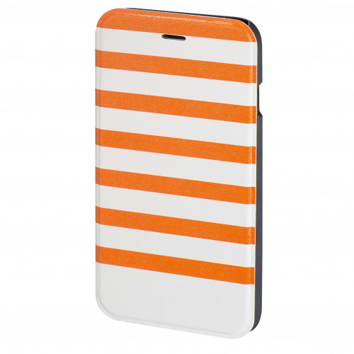 Hama Plånboksväska DesignLine iPhone6/6S Stripe Orange/Vit