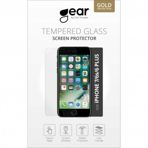 GEAR Glass Prot. Flat Case Friendly 2.5D GOLD iPhone 6/7/8 Plus