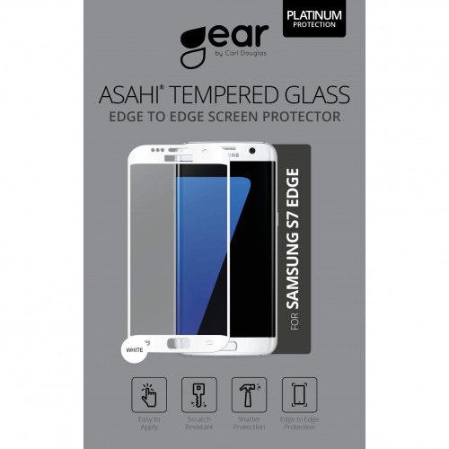 GEAR Härdat Glas 3D Full Cover Vit Samsung S7 Edge