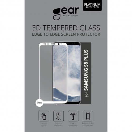 GEAR Härdat Glas 3D Full Cover Vit Samsung S8 Plus