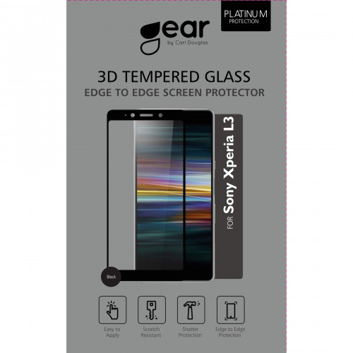 GEAR Härdat Glas 3D Full Cover Black Sony L3