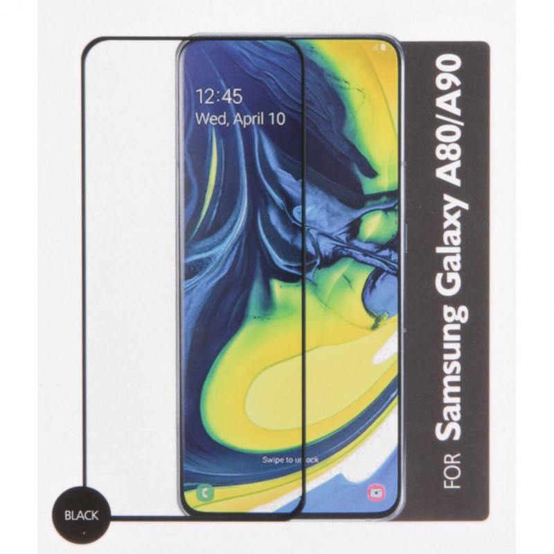 Produktbild för Härdat Glas 3D Full Cover Black Samsung A80 / A90 2019