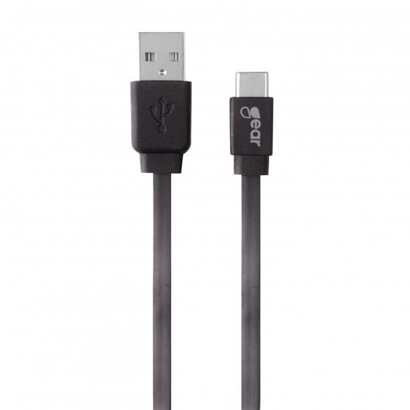 Produktbild för Laddare 12-24V 2xUSB 2,4A Svart USB-C 2.0 Kabel platt 1m gen2