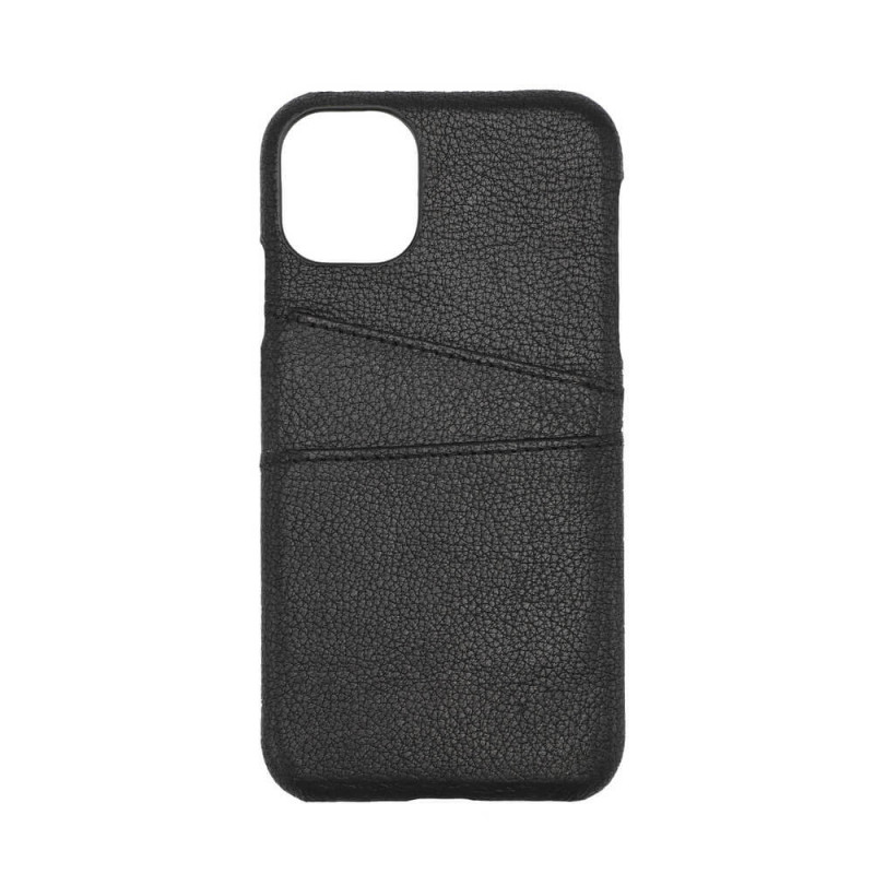 Produktbild för COLLECTION Mobilskal Skinn Svart iPhone 12  Mini med Kortfack