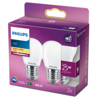 Philips 2-pack LED E27 P45 Klot 25W Fr