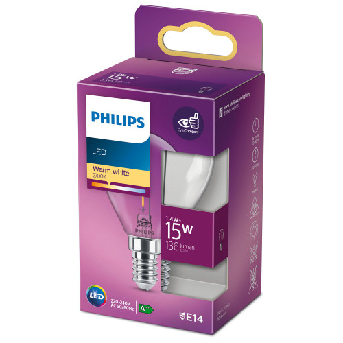 Philips LED E14 Klot 15W Klar 136lm