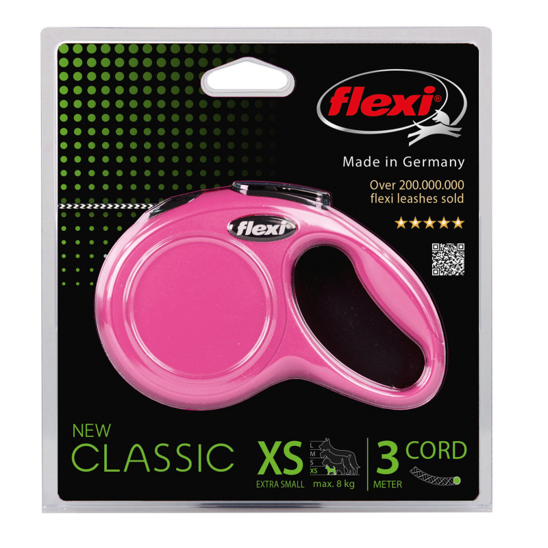 Produktbild för Flexi New Classic Cord Rosa XS, 3m 3m
