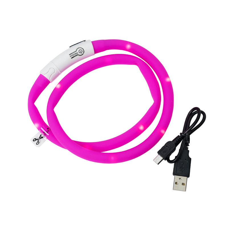 Produktbild för Dogman Blinkhalsband LED Rosa 20-65cm