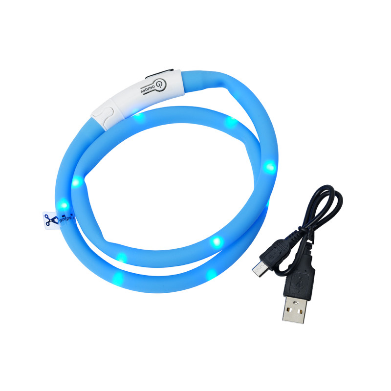 Produktbild för Dogman Blinkhalsband LED Blå 20-65cm