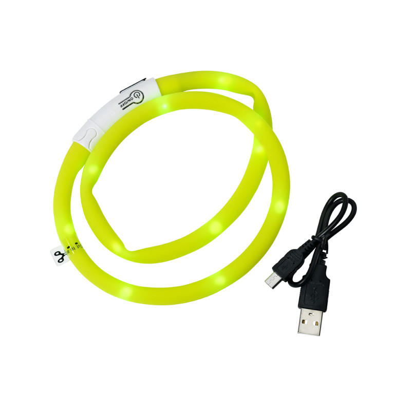 Produktbild för Dogman Blinkhalsband LED Gul 20-65cm