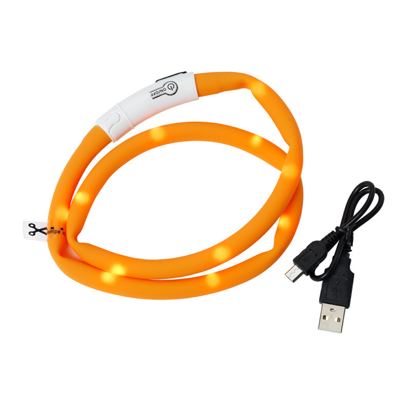 Produktbild för Dogman Blinkhalsband LED Orange 20-65cm