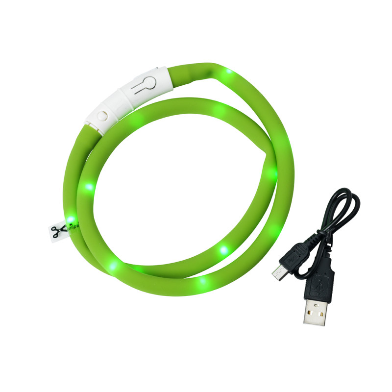Produktbild för Dogman Blinkhalsband LED Grön 20-65cm Vihreä