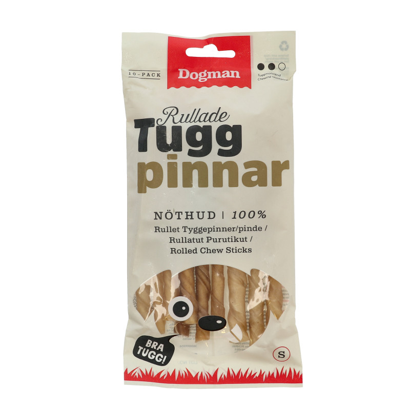 Produktbild för Dogman Tuggpinnar 10p Brun S 12,5cm