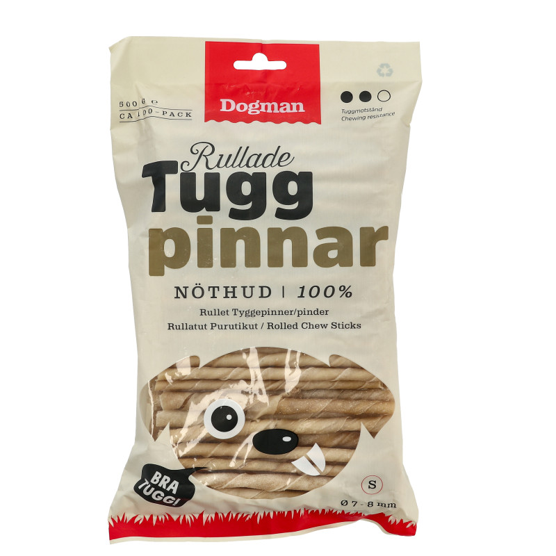 Produktbild för Dogman Tuggpinnar 100p Brun 7-8mm 12,5cm Brown