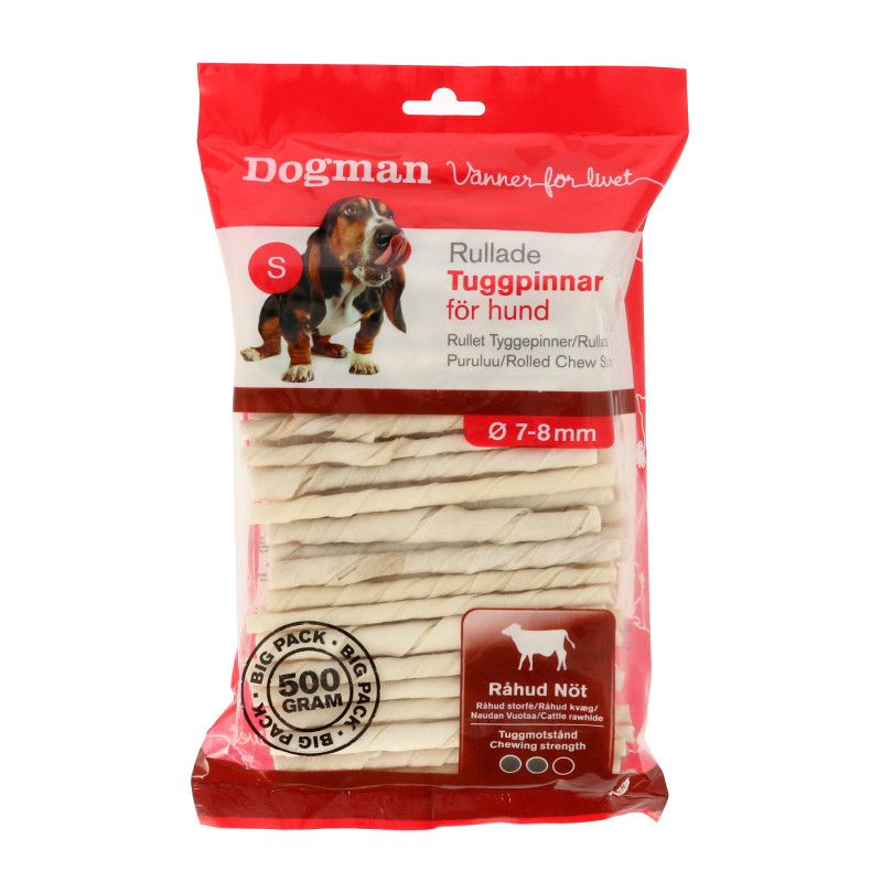 Produktbild för Dogman Tuggpinnar 100p Vit 7-8mm 12,5cm