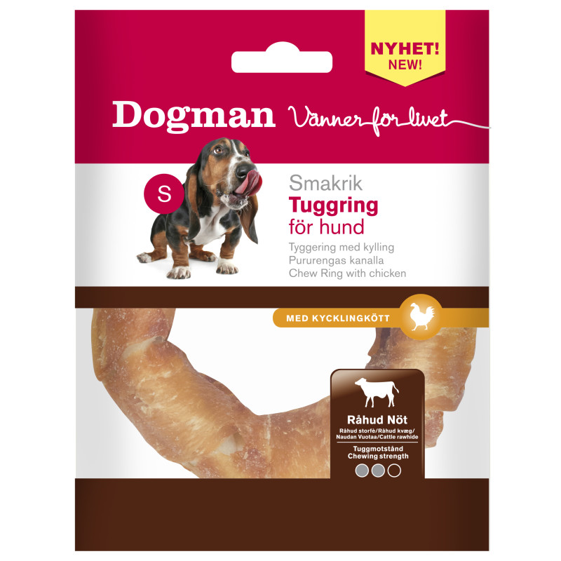 Produktbild för Dogman Tuggring med kyckling Vit S 7,5cm Hvit