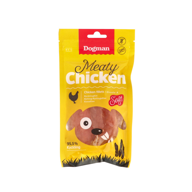 Produktbild för Dogman Hundgodis Meaty Chicken Soft Fillets 80g