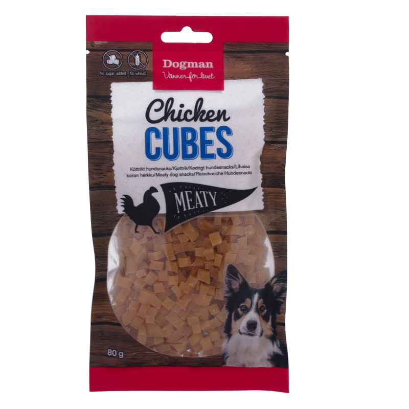 Produktbild för Dogman Hundgodis Meaty Chicken Cubes 80g