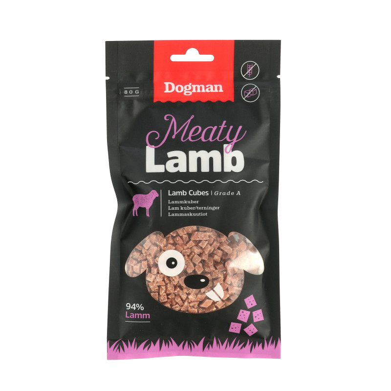 Produktbild för Dogman Hundgodis Meaty Lamb Cubes 80g