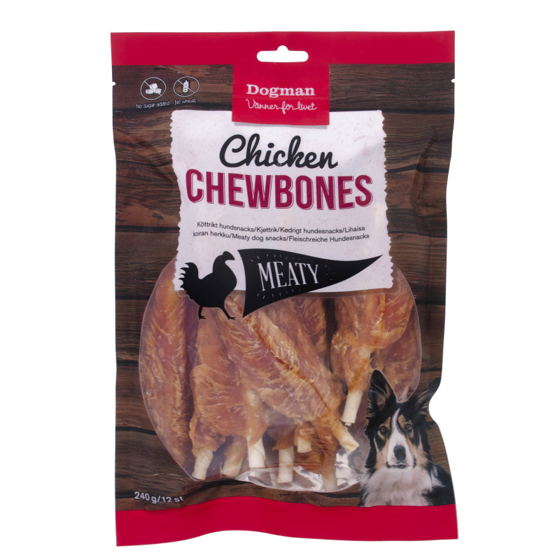 Produktbild för Dogman Hundgodis Meaty Chicken Chewbones 12p S 12,5cm