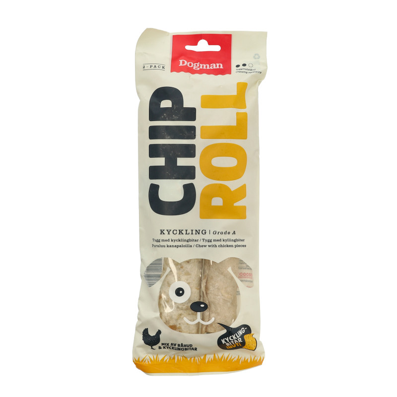 Produktbild för Dogman Chicken Chip rolls m kyck 2p Vit M 17,5cm