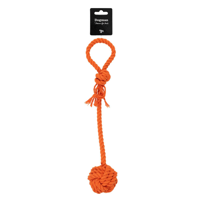 Produktbild för Dogman Leksak Repboll med handtag Orange M 35cm