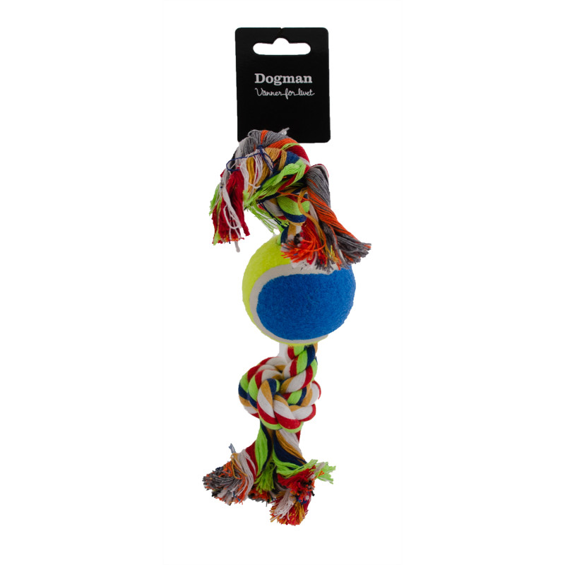 Produktbild för Dogman Leksak Rep med boll Flerfärgad M 30cm