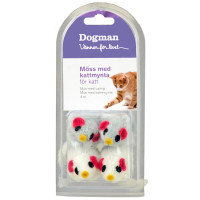 Miniatyr av produktbild för Dogman Leksak Möss 4p Flerfärgad 5cm